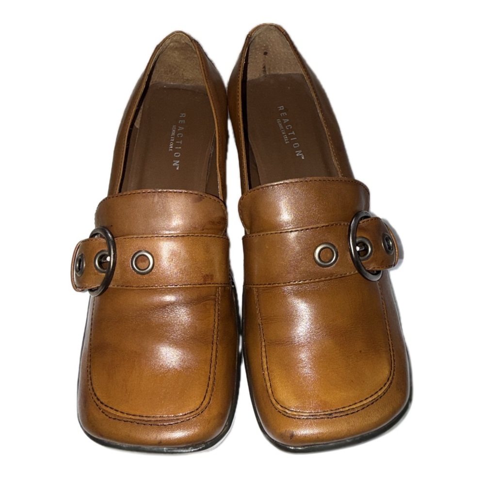 Kenneth Cole Reaction Tan Leather Buckle Loafers